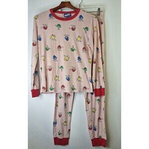 Vtg M&M's L/S All Over Print Pajama Set Women's Sz 8-10 Sleep Wear Lounge Wear‎